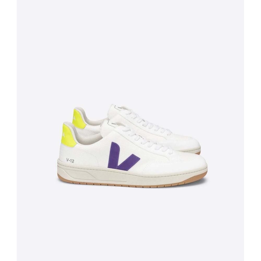 Women\'s Veja V-12 B-MESH Shoes White/Purple | ZA 581RVD